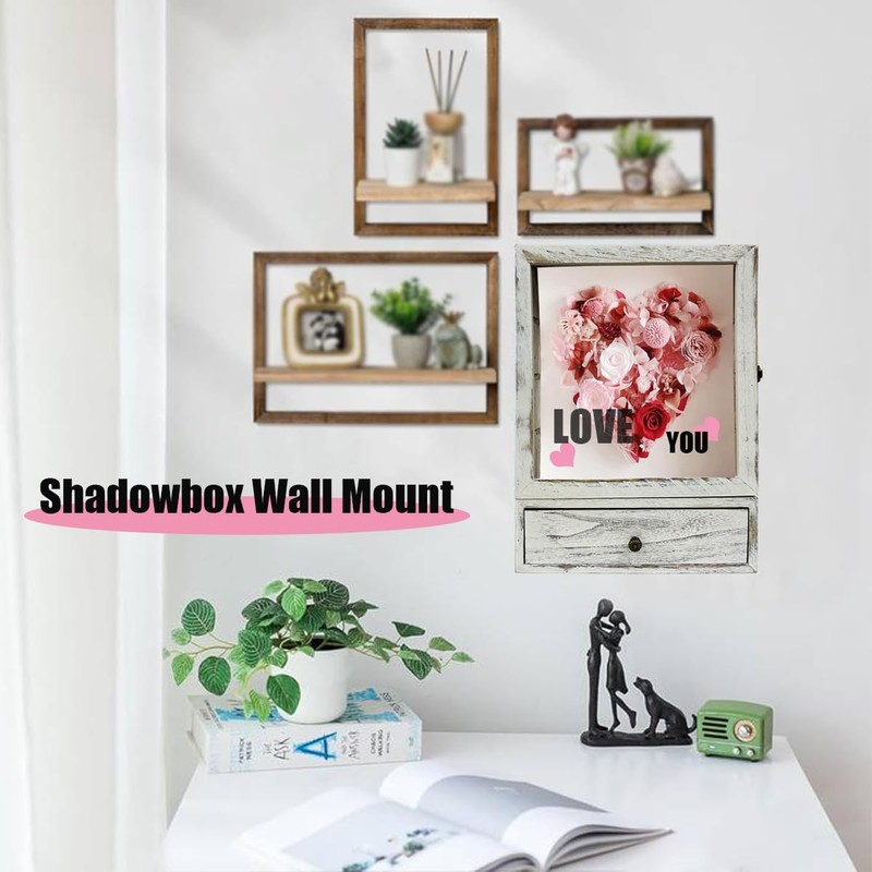 LITAITAI Deep Shadow Box Frame 12x17 with Shelves and Linen