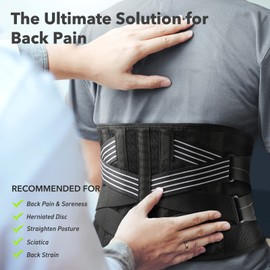 AGPTEK Lumbar Support for Back, Comfortable and Breathable Support Belt for Men and Women, to Relieve the Pain of Herniated Disc, Sciatica, Scoliosis (XL: 125-150cm)