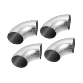 A ABSOPRO 4pcs OD 2 Inch 90 Degree Mandrel Bend Elbow SS304 Stainless Steel Bend Tube Exhaust Elbow Pipe for Car Modified Exhaust System 2" Piping Silver Tone Item Replacement