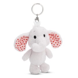 NICI Key Ring Love Elephant Light Grey 10 cm Grey Plush Companion Cuddly Toy Pendant with Key Ring for Lanyard, Key Ring and Key Holder