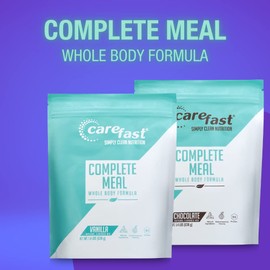 Carefast Complete Meal Replacement Powder Shake Drink Mix - Chocolate Flavored - 30g of Plant & Dairy Based Natural Protein - 20 Vitamins & Minerals - Delicious Healthy Low Carb Lean Diet Smoothie