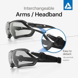 Skytec Anti-Fog Safety Goggles [EN166] - Anti-Fog Anti-Scratch Work Glasses with Headband for Men & Women, UV Protection Professional Eyewear for DIY, Lab, Grinding, Chainsaw (Grey Lens)