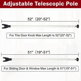 Sliding Door Security Bar, 3 Pack Adjustable Heavy Duty Sliding Door Lock Bar with Removable Y-Head, Non-Slip Base, Length Adjustment Pin for Home, Apartment, Travel (400 Lbs Capacity)