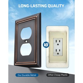 DEWENWILS 4-Pack Duplex Wall Plate, Metal Wall Outlet Cover for Receptacle, Light Switch, Aged Bronze
