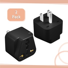 Bates- Universal Adapter, 2 Pack, Black Travel Adapter, UK to US Plug Adapter, Universal Plug Adapter Plug, Universal Travel Adapter, European to American Plug Adapter, Europe to US Plug Adapte
