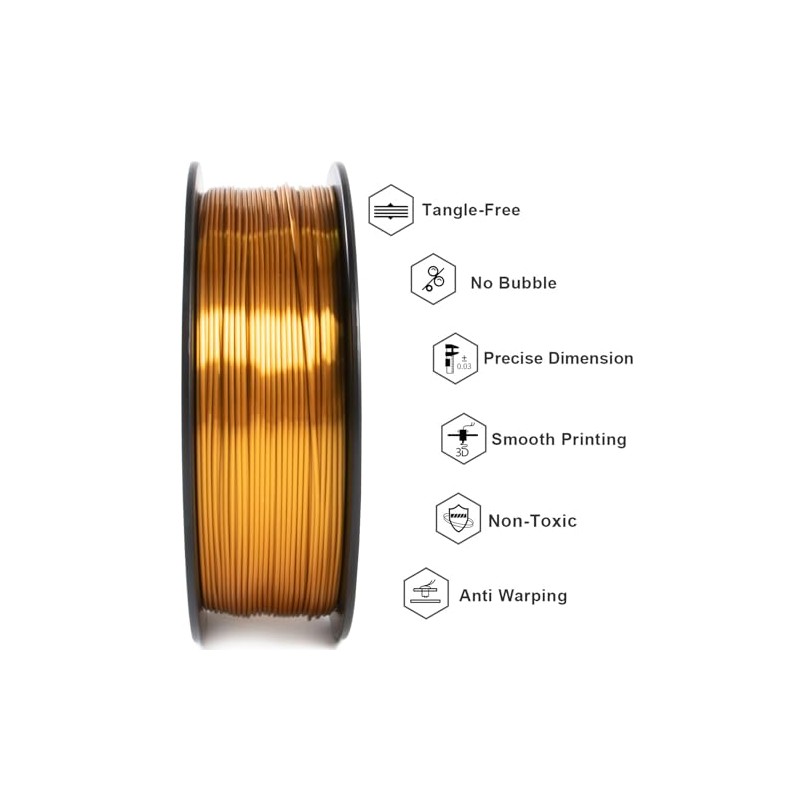 Geeetech Silk PLA Filament 1.75mm for 3D Printer, Metal-Like Shiny