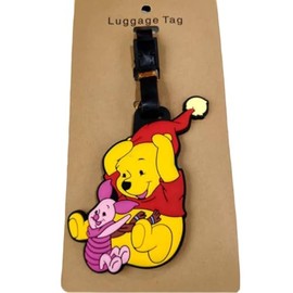 Cartoon Characters Luggage Tag for Suitcases Bag Baggage Travel Tags Identifiers Gift Travel Accessories (Santa Winnie and Piglet)