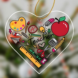 Teacher Appreciation Gifts for Men Women Christmas Ornaments for Teachers Christmas Birthday Gifts for Teacher Retirement Gifts for Teachers Thank You Gifts for Best Teacher Heart Hanging Ornament