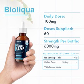 Balance ? Mullein Leaf Liquid Drops - 120ml - 4 Month Supply - High Strength - Vegan - 120 Servings - Premium Mullein Leaf Extract - 6,000mg per Bottle - Fast Absorption - UK Made by Balance (2X Pack)