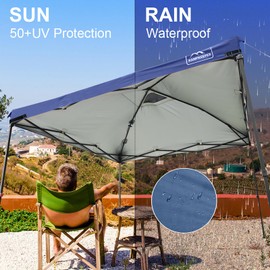 KAMPKEEPER Replacement Top Pop Up Canopy Tent Cover Roof with Air Vent and Adjustable Elastic Strap, Polyester UV Waterproof for Outdoor Garden Patio Sun Shade(Top Only) (Navy Blue, 10x10FT)