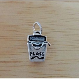 Wholesale Charms Sterling Silver 3D 14x10mm Dental Floss for Teeth Dentist Charm