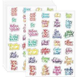 Glenmal 840 Pieces Inspirational Sticker Aesthetic Words Sticker Inspirational Quote Sticker Word Sayings Sticker Motivational Scrapbooking Sticker for Teens Journaling Scrapbook (Rainbow Color)