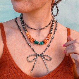 DIELOVEHUA Western Cowboy Necklace, Bow Necklace, Western Cowboy Pendant, Vintage Pendant for Women, Cowboy Accessories Women