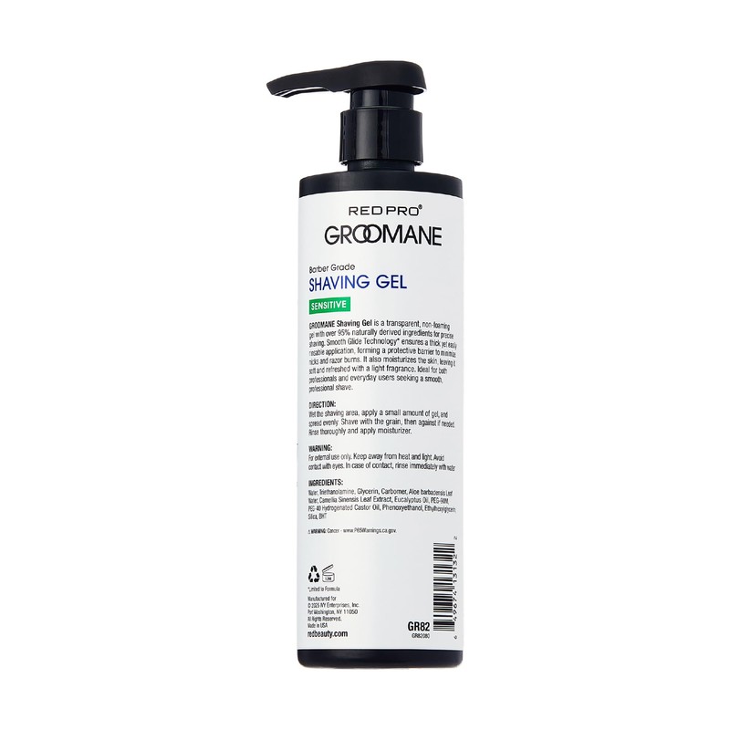 RED Pro GROOMANE Barber-Grade Shaving Gel for Men, Non-Foaming Clear