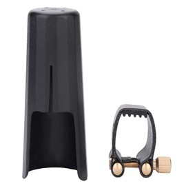 Saxophone Ligature PU Lightweight Portable Durable Saxophone Mouthpiece Ligature Fixing Accessories with Plastic Cap Compact Resistant Black Practical Ligature Double Screws Compatible