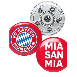FC Bayern München Button Set of 3 – Logo + Master Bowl + Mia San Mia – Badge Pin FCB