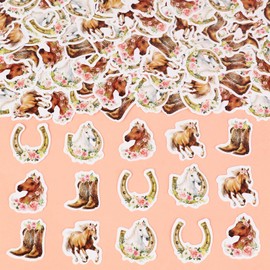Fangleland 200 Pieces Horse Confetti for Girls - Western Cowgirl Theme Dessert Table Scatters, Horse Floral Party Decorations, Racing Horse Theme Birthday Baby Shower Party Supplies