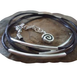 ✿ ZART IN BRAUN ✿ Leder Wickelarmband mit Spirale