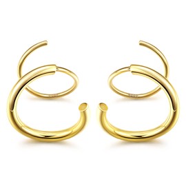 Kakonia 925 Sterling Silver Spiral Twisted Hoop Earrings 18K Gold Plated Hypoallergenic Double Hoop Earrings High Polished Piercing Hoop Earrings for Women Girl