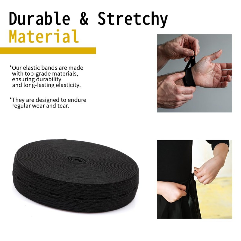 Elastic for Sewing,Black Elastic for Sewing,2cmx5m 1 Roll,Elastic Bands for