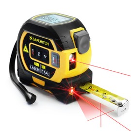 SAFEHITCH - 3 in One Tape Measure - Laser Measure - Vertical Cross Line - Digital Laser Distance Meters - LCD Display - 40M Laser Measure - 5M Tape Measure