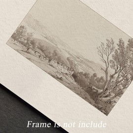 Uniro Neutral Wall Art for Home Decor, Farmhouse Wall Decor Landscape Sketch Drawing, Rustic Nature Canvas Prints Antique Neutral Landscape Oil Painting Vintage Art Pictures for Bedroom Bathroom Decor( 8" x 10"-UNFRAMED)