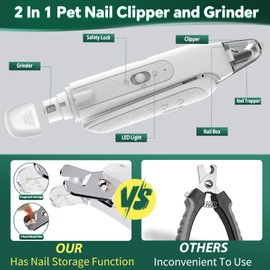 CATPICK 2-in-1 Cat Nail Clippers & Dog Nail Clippers Trimmers for Large Medium Small Dogs Cats Claw Trimmer Quick Sensor and Safety Guard USB Rechargeable with 2 LED Lights Dogs Nail Trimmer