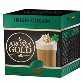 AROMA GOLD Irish Cream Coffee Pods 256g (16 Capsules) – Coffee Capsules Dolce Gusto Compatible Flavoured Coffee Pods for Nespresso Machines Barista-Approved, Mild & Harmonious Taste Perfect