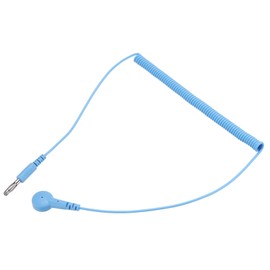 sourcing map ESD Grounding Cable Cord 180cm/71 Inch Long,Anti-Static Ground Wire Cable Banana Tip+Buckle for Eliminate Conductor Electrostatic,Pack of 1(Blue)