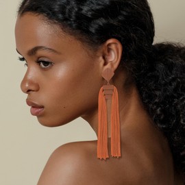 Coiris Boho Tassel Earrings for Women Orange Drop Western Dangle Country Earrings Summer Beach Long Tassels Earrings for Women (ER1141-Burnt Orange)