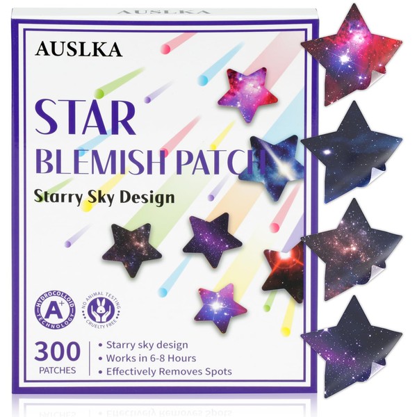 AUSLKA Pimple Patches (300 Patches),Hydrocolloid Patches,Spot Stickers with Star Shaped,Facial