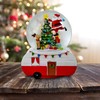 Santa Decorating Tree Snow Globe on Camper by The San