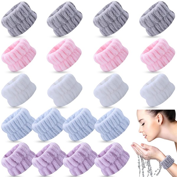 TS-MAYKA 20 Pcs Wrist Bands for Washing Face, Absorbent Face