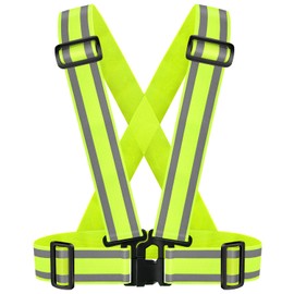IDOU High Visibility straps |Safety Vest |Adjustable & Elastic | Reflective Running Gear for Jogging,Walking,Cycling,Construction Workers,Motorcycle,Men,Women (XXL)