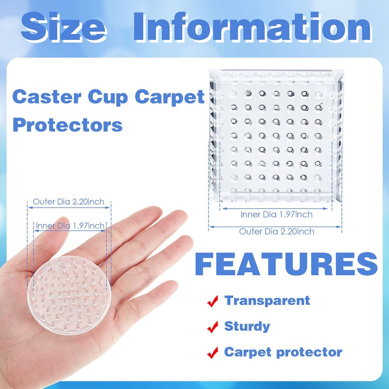 Carpet Protector Spiked Caster Cups Plastic Caster Cups Round and