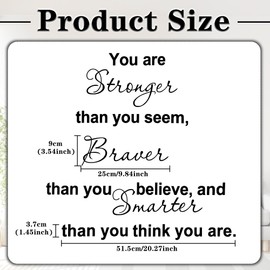 Fssqii You are Stronger Than You Seem, Braver Than You Believe, and Smarter Than You Think Wall Sign Decal for Home Study Office Classroom Waterproof Self-Adhesive Motivational Art Wall Sticker Decor