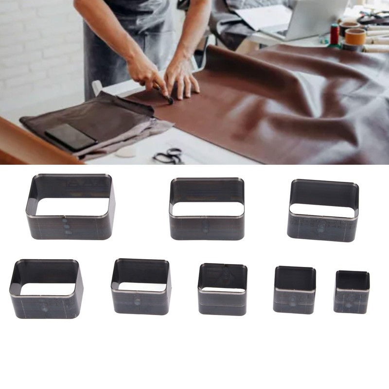 8-Piece Leather Punch Tool Set, Rectangular Shapes, Hollow Punching Tool,