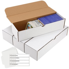 Card box 4 Pack-3200 Count,Trading card storage box with 10 Dividers&6 Labels,Card Organizer Corrugated Cardboard Storage,Card game storage for Baseball Cards,TCG/Magic/Mtg storage and Collection