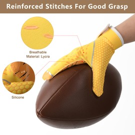 Goporoy Youth Football Gloves for Kids Excellent Grip Football Receiver Gloves, Light Yellow Youth XS/S