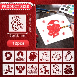 UOY Christmas Stencils Children, Pack of 12 Christmas Drawing Stencils Reusable Stencils Christmas Drawing Stencils Children Christmas for DIY Christmas Decoration