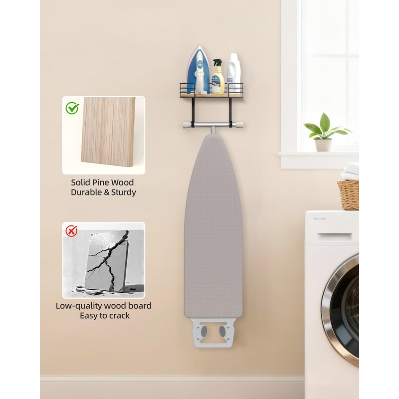 THYGIFTREE Ironing Board Holder Wall Mount, Metal Ironing Board Hanger