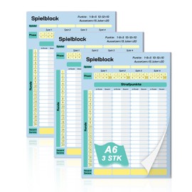 WANGDEFA Pack of 3 Phase 10 Card Game Block Score Sheet Block Clear Design of Phases A6 Format Score Pad 10.5 x 14.8 cm Suitable for Children Family Game (A6 (10.5 x 14.8))