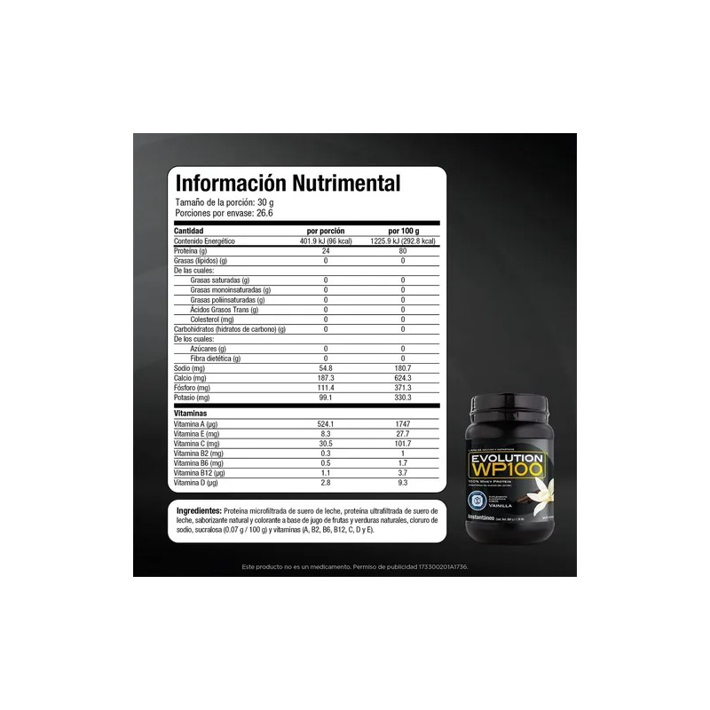 Evolution Proteina Suero De Leche (whey) Wp100 800 G Sabores