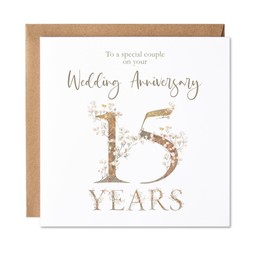 Maise & Rose Wedding Anniversary Card | 15 Years Anniversary Card | 15th Wedding Anniversary Card For Friends | Family | Milestone Fifteenth Anniversary Card | P32