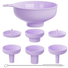 Wide Mouth Kitchen Funnel, Pisol Food Grade Plastic Cooking Preservation Funnel with 4 Sizes Spouts for Filling Wide and Regular Mason Jars, Spices, Shampoo