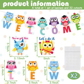 35 Pieces Owl Welcome Bulletin Board Set Colorful Owl Inspirational Classroom Cutouts Owl Welcome Back Banner for School Office Owl Party Decor Positive Sayings Owl Bulletin Board Decorations