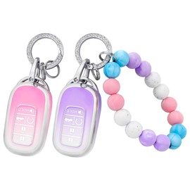 Dargoose Key Fob Cover for Honda Civic 2025 2024 2023 Pink Purple Car Keys Case Fit for CRV Accord Pilot HRV 5 Button Silicone Keychain TPU 2 Pack