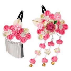 Hair Ornaments pattinpin 2 Pcs Set Plum All 2 types of Red Pink Made In China - Red