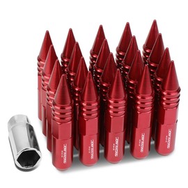 DNA MOTORING LN-ZTL-9030-15-RD 20Pcs Open/Closed End Style M12 x 1.5 20mm OD/107mm Height Wheel Lug Nuts w/Deep Drive Extension, Red