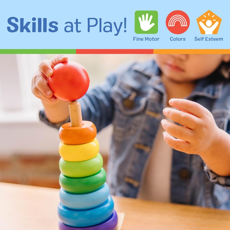 Melissa & Doug Rainbow Stacker Wooden Ring Educational Toy -